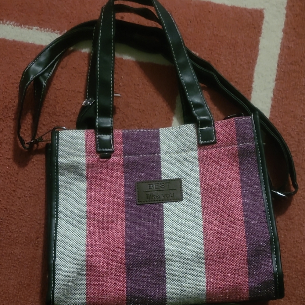 Best Like You Pink White Stripe Purse